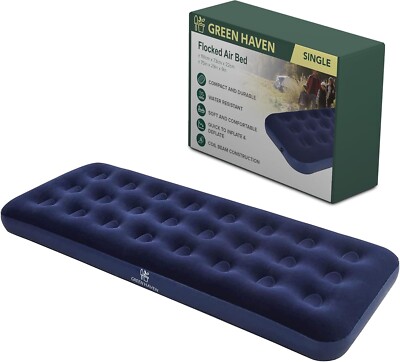 Green Haven Premium extra bequemes Single Flocked Camping Luftbett aufblasbar