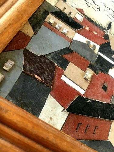 Vintage Handicraft Mosaic Painting masterpiece Wood Frame Multi-Colors Artists92 - Picture 3 of 4