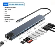 8 in1 Multiport USB-C Hub Type C To USB 3.0 4K HDMI Adapter For Macbook Laptop