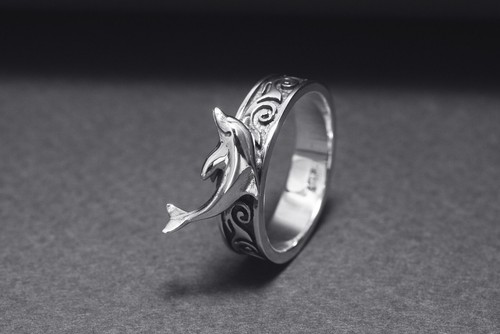 Unico anello dophin oceano onde ornamento gioielli fatti a mano donna gioielli eleganti - Foto 5 di 10