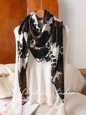Fashion Chic- Leopard Print- 30 Silk 70 Wool Shawl Scarf Wrap-Triangle