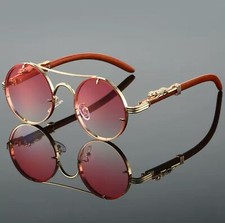 Vintage Round Sunglasses Men Fashion Double Bridge Multicolor Shades Women Retro