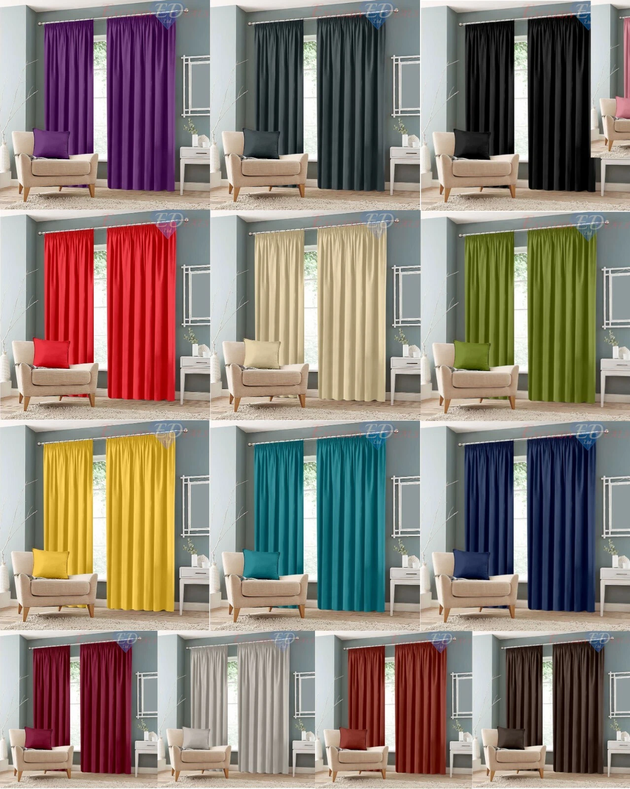 Luxury Thermal Blackout Curtains Pencil Pleat Curtains Pair Top
Opens in a new window or tab