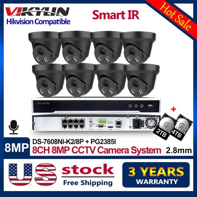 Hikvision 4K 8CH 8POE NVR CCTV Security System Kit 4K 8MP IR IP Camera Mic Lot