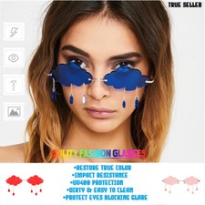 Fashion Glasses Shades UV400 Rimless Clouds Tassel Steampunk Sunglasses MenPunk.