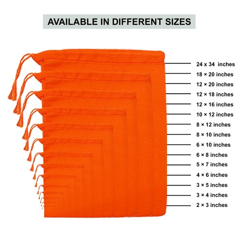 Oange Cotton Reusable Produce Muslin Bags –Multipurpose Holiday Bag Sack - Picture 11 of 21