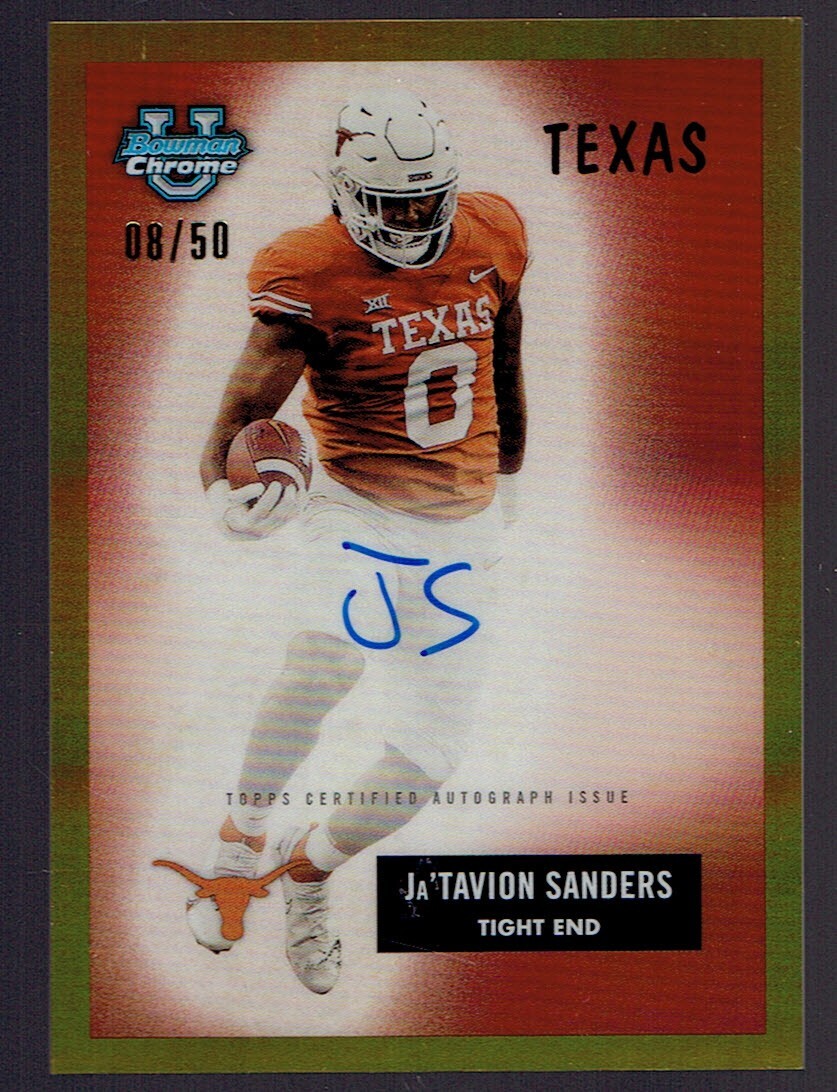 2023 Bowman Chrome U Ja'Tavion Sanders 1955 Gold Refractor Autograph Auto 08/50