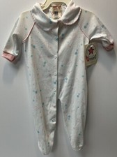 NWT Vtg 3 Months Baby Unisex Girl Boy 80s Pastel Hearts Stars Thin Pajamas USA