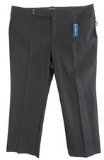 PNS1596- NWT CHAPS Womens Canvas Cotton Dress Pants Slimming Fit Dark Brown 22W