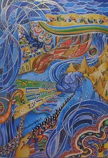 Raphael Abecassis PASSOVER Hand Signed Mixed Media with Gold Accents