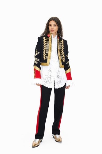 new H&M HM h m x rabanne Embroidered Wool Pants black military 8 36 4 pant - Bild 3 von 7