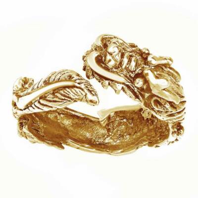 New Warrior Dragon Wrap 14K Yellow Gold Plated Sterling Silver