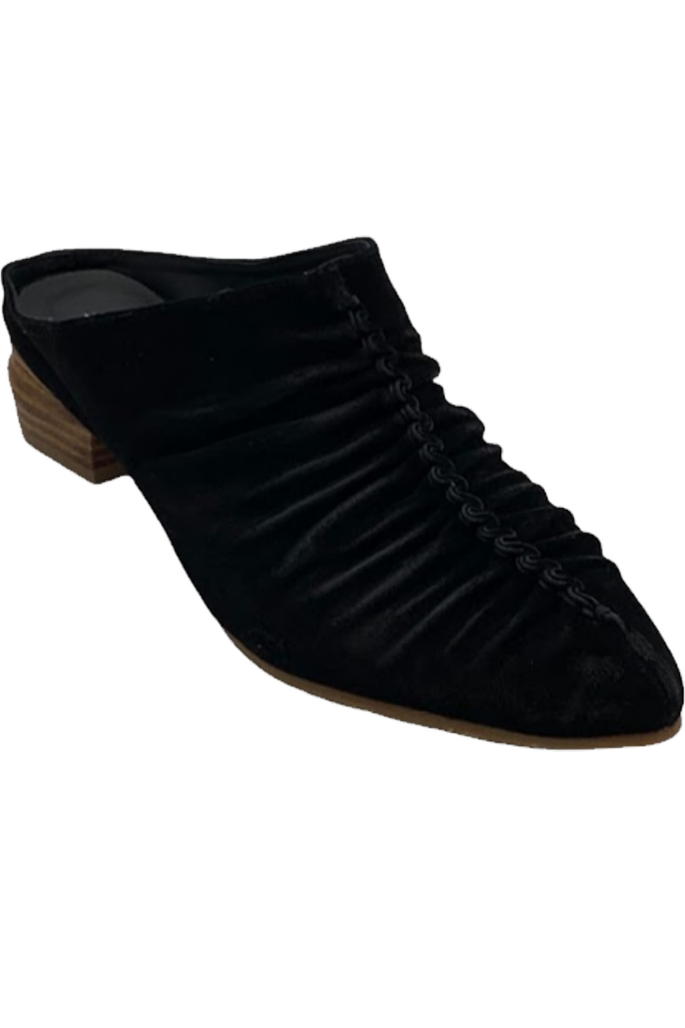 Мюли из замши цвета антилопы с рюшами Liselle Черные