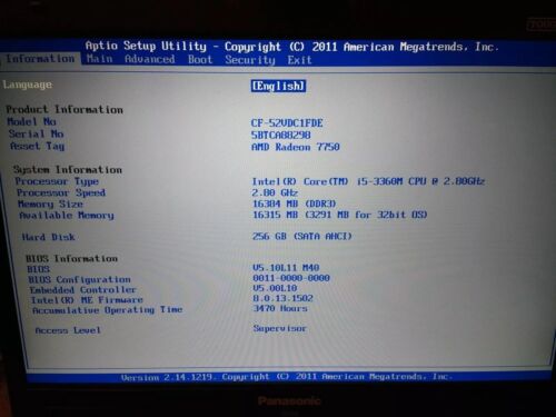 Panasonic Toughbook CF-52 - 2.80GHz Core i5 - 256GB - 16GB - ATi - 1080p - Win10 - Picture 3 of 4