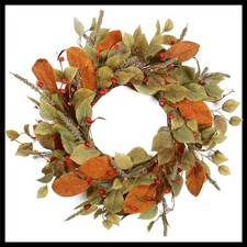 22-Inch Fall Wreath for Front Door Autumn Decor Eucalyptus and Berry