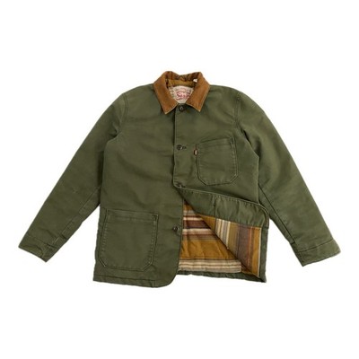 Levi s Engineer Waxed Olive Green Blanket Lined Chore Jacket | Size Medium