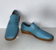 Vtg 70s Sz 8 Old Man Light Blue Shoes WW Leisure Suit Men's Disco Vegan NOS