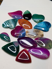 12pc Multicolor Agate Polished Cabochon Loose Gemstones, Assorted Shapes