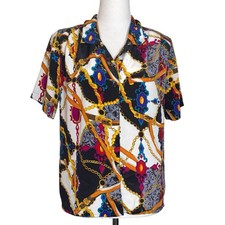 Vintage Impressions Button Down Shirt Size S Equestrian Horsebit Chains Bridle
