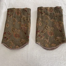 Richfield Scalloped Valance Embroidered Floral Sage Set Of Two 52 x 20