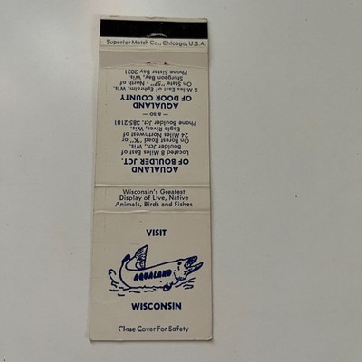Aqualand of Boulder JCT. Eagle River WI Vintage Matchbook Cover TMB30-5
