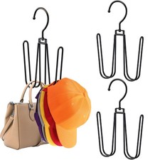 2 Pack Black Hat Organizer for Closet, Hat Organizer for Baseball Caps, Hat Hook