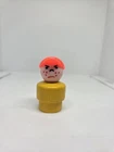 Vintage Fisher Price little people wood yellow mad boy/bully red cap