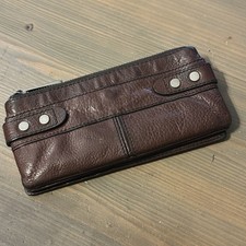 Fossil Fifty Four Womens Brown Leather Wallet Clutch Classic Vintage 7.5  X3.5  