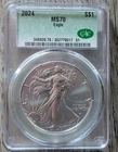 2024 American Silver Eagle $1 1 oz .999 Silver MS70 CAC
