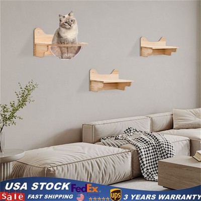 Wall-Mounted Wooden Transparent Cat Space Capsule Cat Bed Cat House Climb Stand