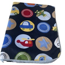 Circo Baby Blanket Vehicle Theme Blue Sherpa Fleece Car Truck Plane Helicopter