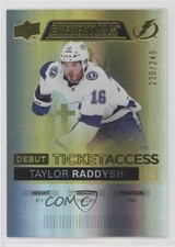2021 Upper Deck Credentials Debut Ticket Access Yellow /249 Taylor Raddysh b8c