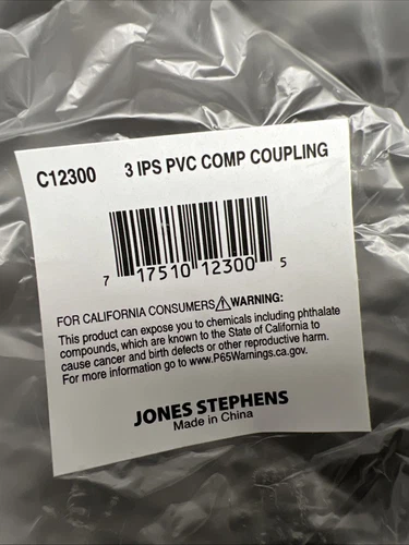 (1) Jones Stephens C12300 3 IPS PVC Compression Coupling - Picture 6 of 6
