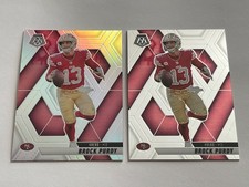 (2) 2025 Panini Mosaic Brock Purdy #221 True Silver Prizm + Base Card 49ers