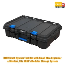 HART Stack System Tool Box with Small Blue Organizer & Dividers, Fits HART's Mod