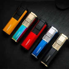 Metal Electronic Lgniter 2 Jet Flame Windproof Butane Torch Lighter Cigar