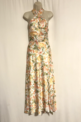 Ever New Dress 2 Maxi Aline Floral Satin Yellow Cocktail Evening Halter New  | eBay