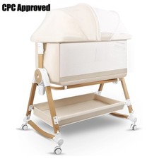 4 in 1 Baby Bassinets Bedside Sleeper w/ Wheels, Height Adjustable for Boys Girl