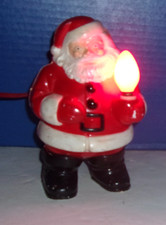 Pre Owned Old Vintage Hard Plastic Santa Holding A Light Works