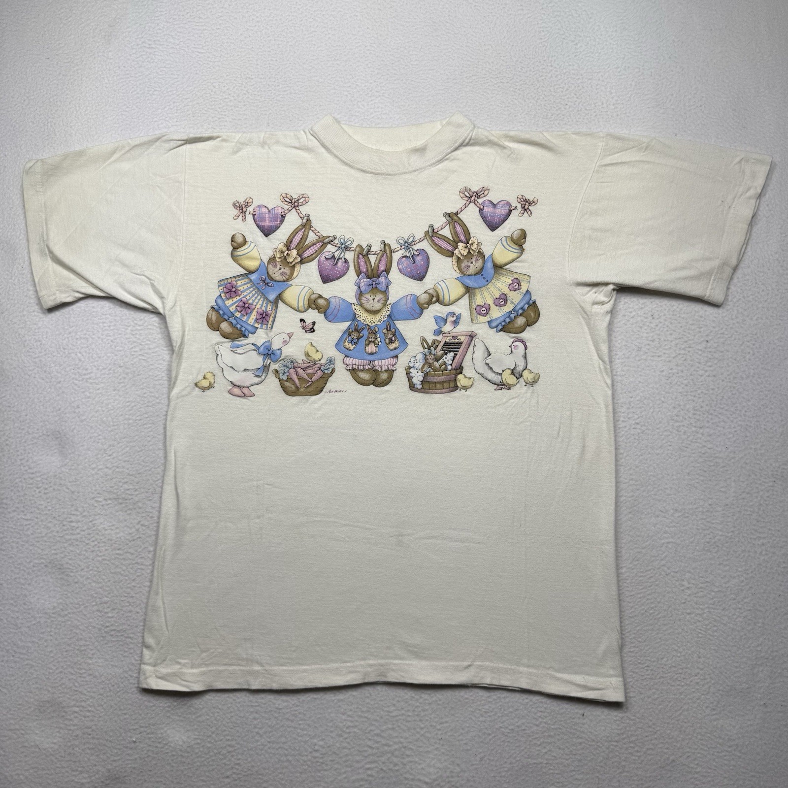 Vintage 90s Easter Grandma Core Tee T-Shirt Sz M Cute Graphic Rare