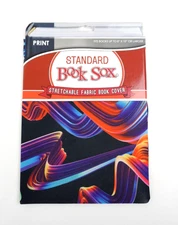 Standard Book Sox Stretchable Fabric Book Cover Print Rainbow Swirls 8"X10" +