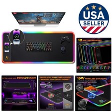 RGB Gaming Mouse Pad,15W Wireless Charging Mousepad with 10 Light Modes, Larg...