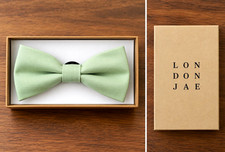 London Jae Solid Green Bow Tie - Classic Neckwear Accessory Pre Tied