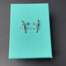 Tiffany silver diamond earrings with box and bag