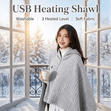 USB Heated Wearable Blanket Electric Heating Shawl Shoulder Warmer 3 Heat Settin