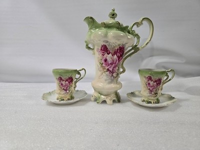 Royal Bayreuth Victorian Chocolate Set With Hand-Painted Floral Design Barvaria