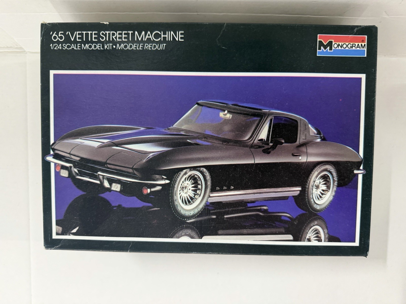 Vintage Monogram 65 Vette Street Machine Black Rat 1/24 Scale Model Kit Open Box
