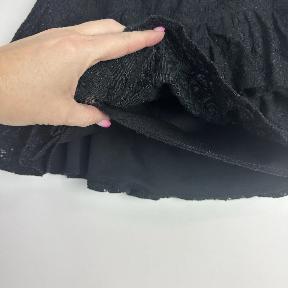 Minifalda Micro Vintage Sello Húmedo Y2k S Negra Floral Encaje Volantes Capricho Foto 3 de 4