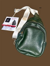  New Green Faux Leather Sling Bag for Women with Adjustable Strap