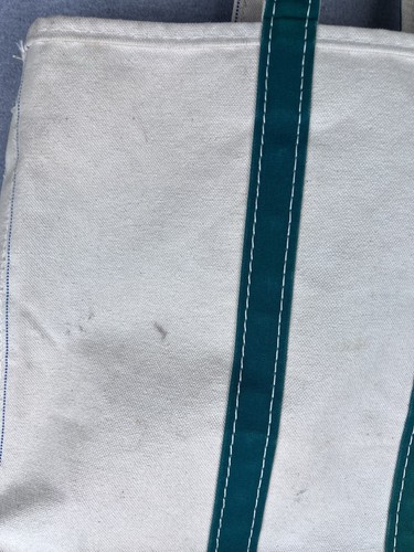 Vintage 80s LL Bean Boat and Tote Canvas Bag Green White Crinkle Tag - Picture 3 of 8